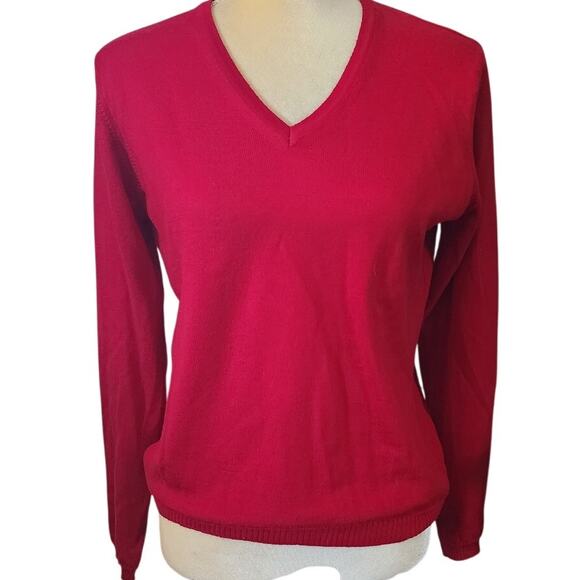 Silvana Merino Wool Long Sleeve Red Sweater Size Large - Picture 1 of 5